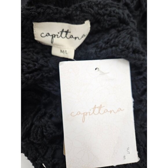 New Capittana Martina Crotchet Dress Womens M/L Black Cover Up - Picture 7 of 10
